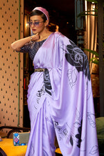 Pastel Purple Satin Silk Saree