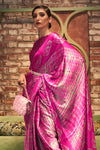 Cerise Pink Satin Silk Saree