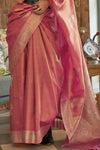 Cerise Pink Satin Saree