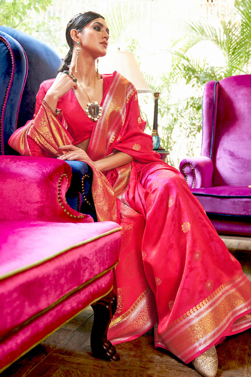 Bright Pink Kanjivaram Saree