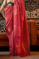 Carmine Red Kanjivaram Silk saree