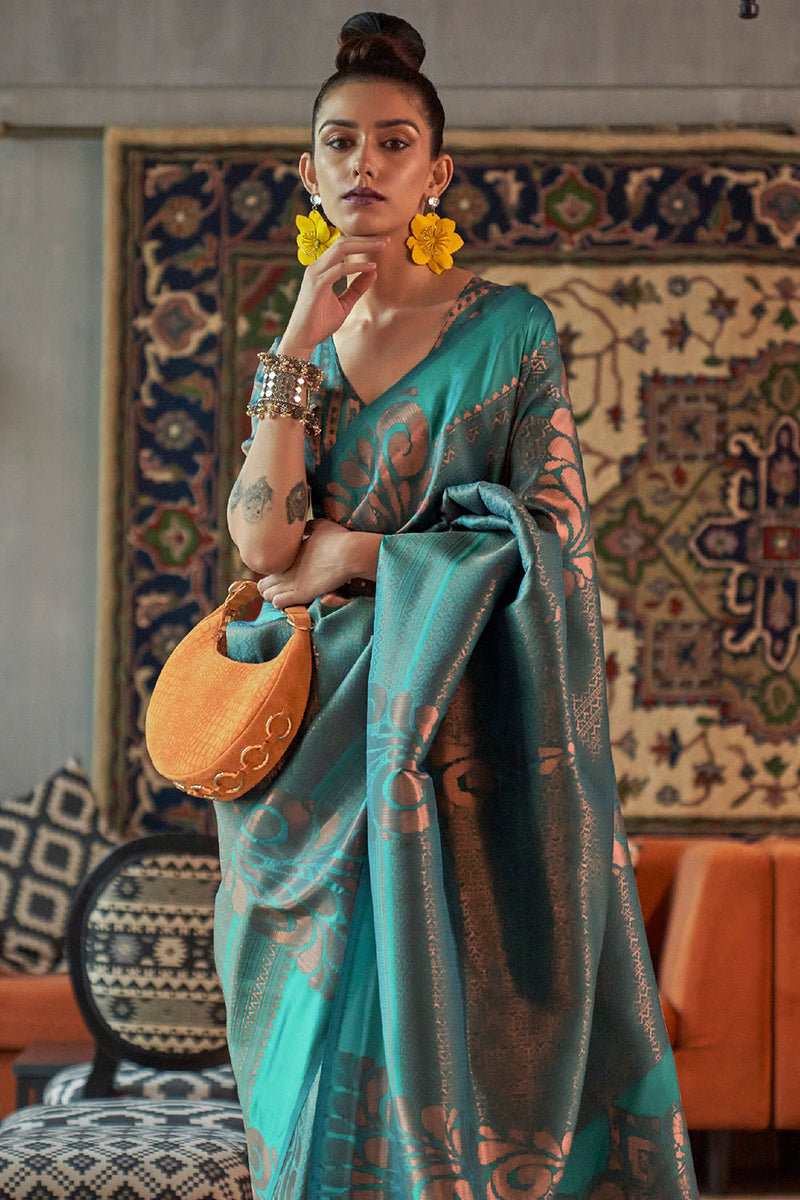 Sapphire Blue Kanjivaram Silk saree