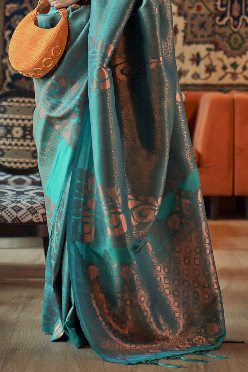 Sapphire Blue Kanjivaram Silk saree