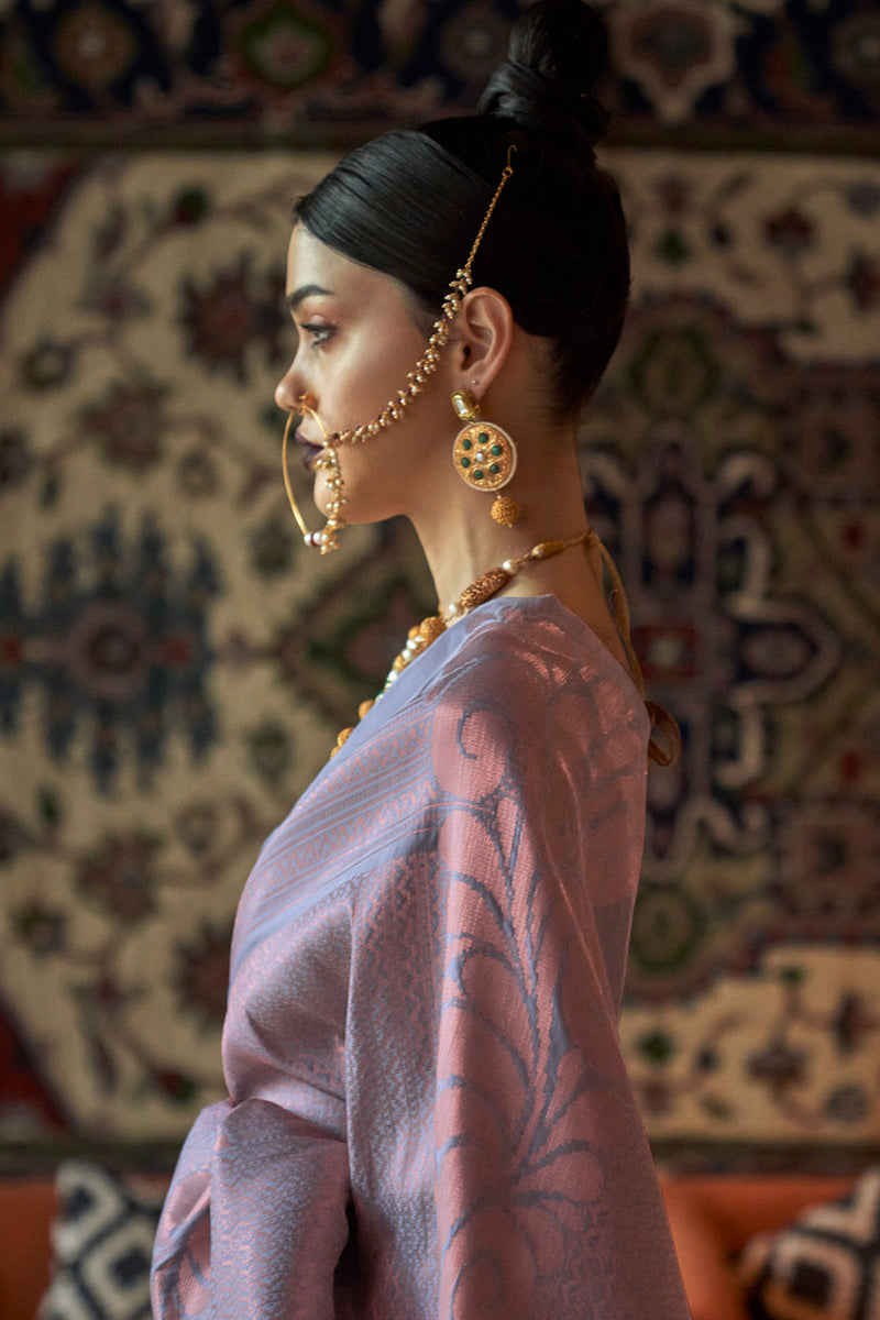 Pale Purple Kanjivaram Silk saree