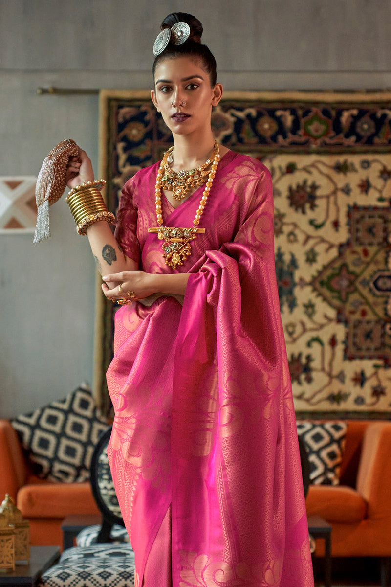 Hot Pink Kanjivaram Silk saree