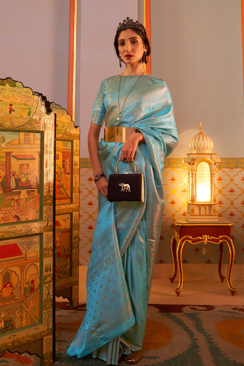 Sky Blue Kanjivaram Saree