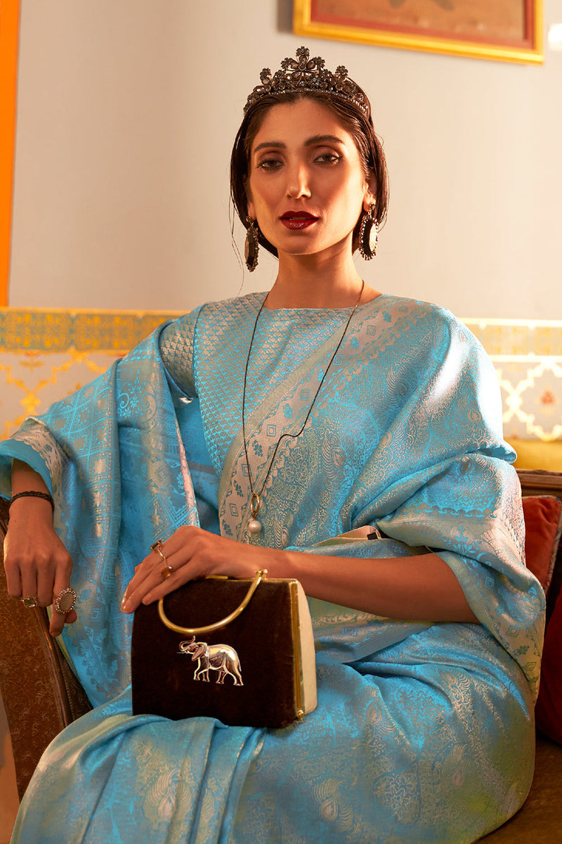 Sky Blue Kanjivaram Saree