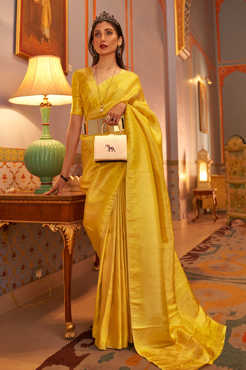 Honey Yellow Kanjivaram Saree