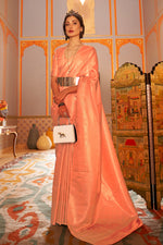 Coral Orange Kanjivaram Saree