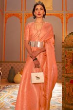 Coral Orange Kanjivaram Saree