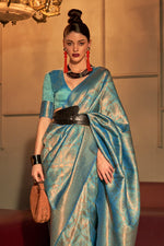 Teal Blue Kanjivaram Silk saree