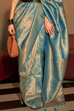 Teal Blue Kanjivaram Silk saree