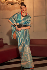 Teal Blue Kanjivaram Silk saree