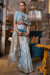 Maya Blue Linen Saree
