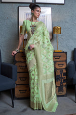 Summer Green Linen Saree