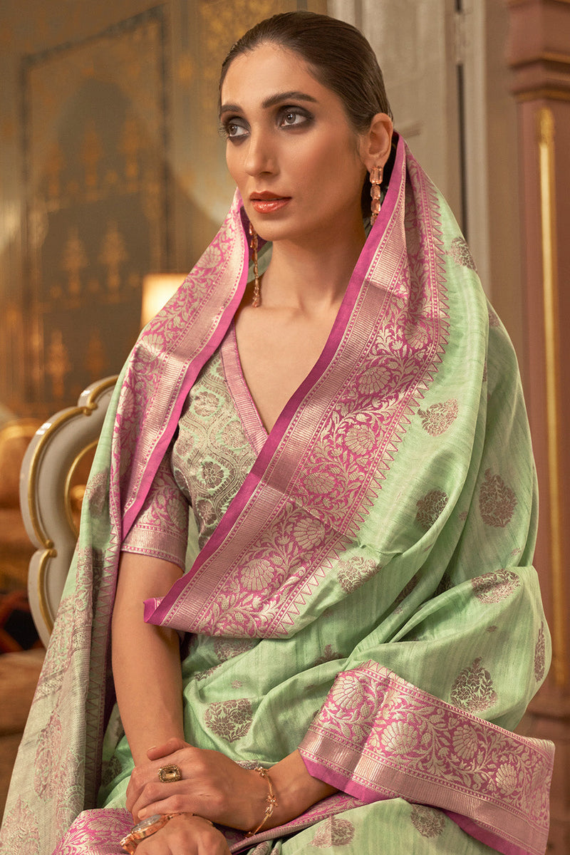 Pastel Green Cotton Saree