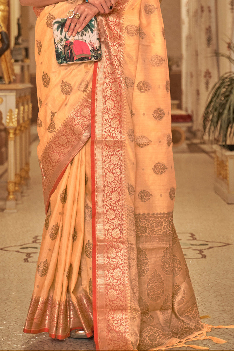 Royal Orange Cotton Saree