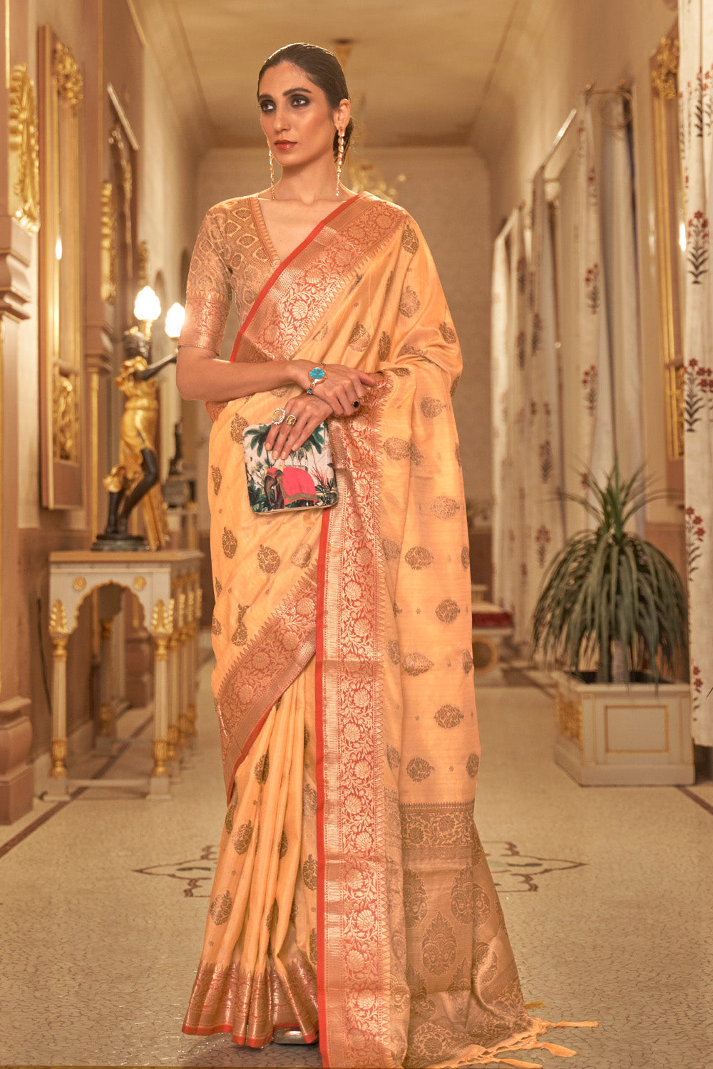 Royal Orange Cotton Saree