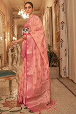 French Pink Cotton Saree