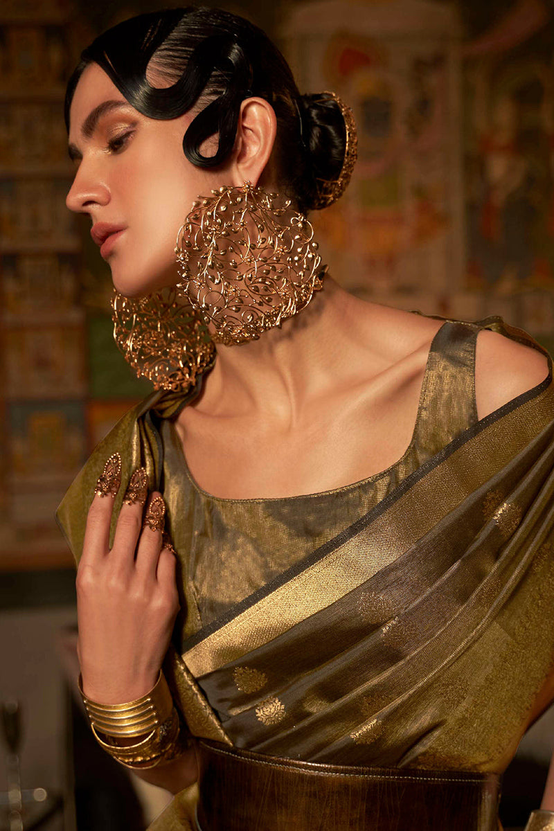 Jet Black Banarasi Saree