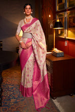 Daisy White Kanjivaram Saree
