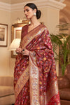 Ruby red Pashmina Saree