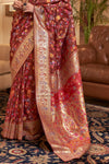 Ruby red Pashmina Saree