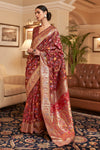 Ruby red Pashmina Saree