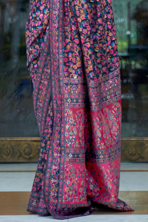 Berry Blue Pashmina Saree