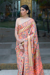 Pink And Golden Pashmina Saree