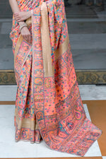 Pink And Golden Pashmina Saree