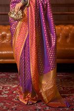 Purple And Orange Kanjivaram Saree