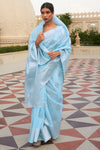 Baby Blue Linen Saree