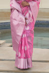 Bubblegum Pink Linen Saree