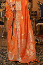 Fire Orange Silk Saree