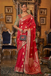 Ruby Red Silk Saree