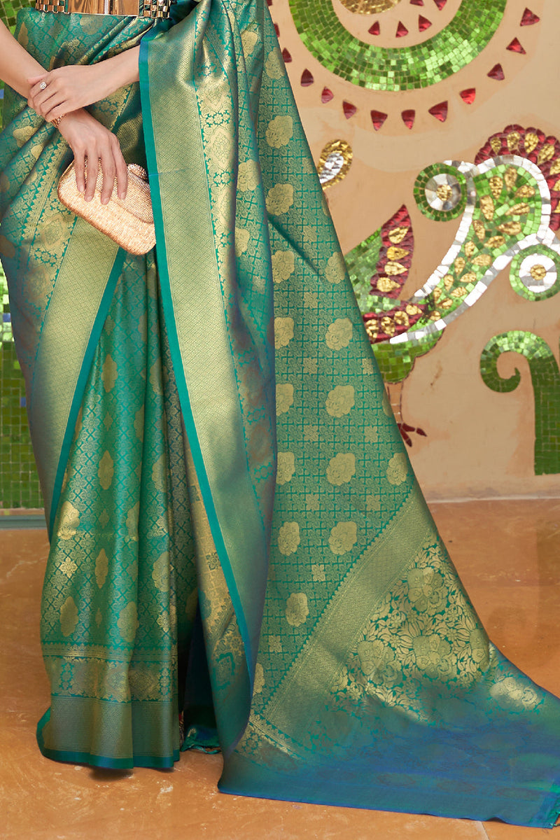 Pine Green Kanjivaram Saree