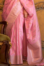 Taffy Pink Satin Saree