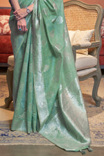 Teal Green Linen Saree