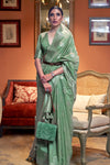 Teal Green Linen Saree