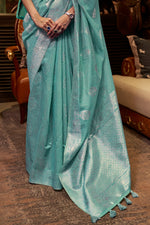 China Blue Linen Saree