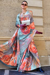 Multicolor Silk Digital Printed Saree