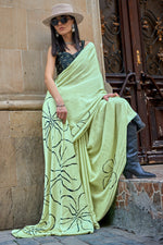 Pista Green Silk Printed Saree