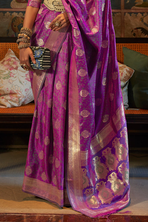Orchid Purple Banarasi Satin Saree
