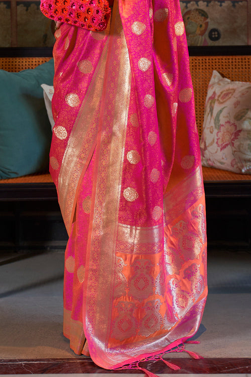 Fuchsia Pink Banarasi Satin Saree