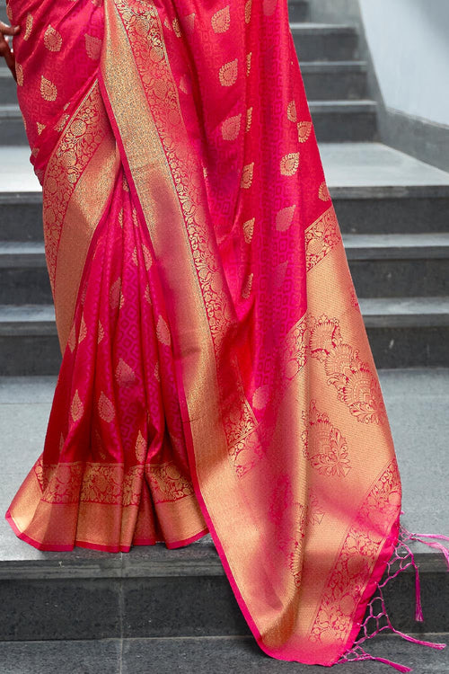 Cerise Pink Banarasi Saree