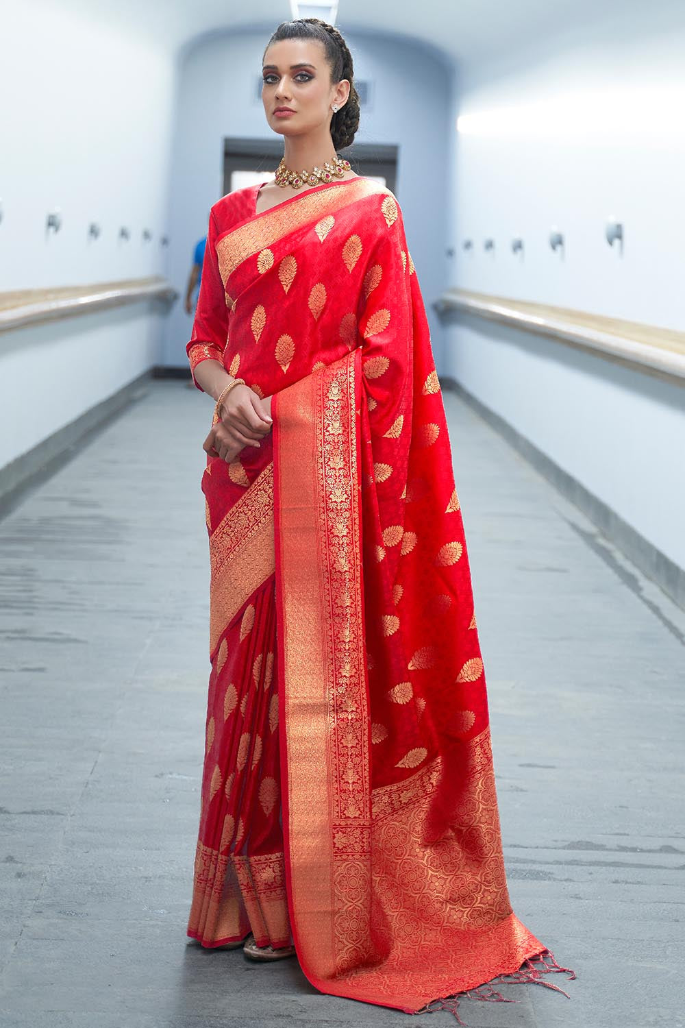 Ruby Red Banarasi Saree