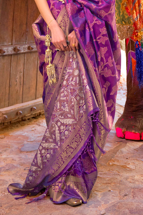 Munshell Purple Kanjivaram Saree