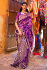 Munshell Purple Kanjivaram Saree