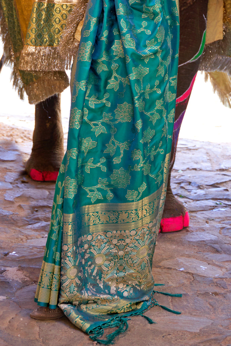 Teal Blue Kanjivaram Saree